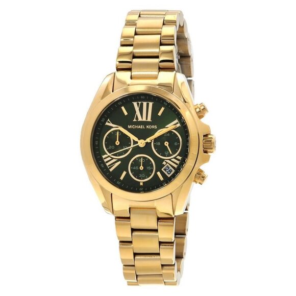 NWT Authentic Michael Kors Bradshaw Chronograph Quartz Green Dial Women's Watch - Picture 1 of 3
